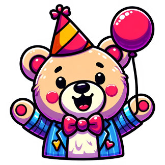 Happy Teddy Bear with Party Attire in a Doodle T Shirt