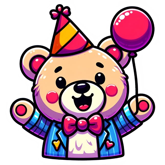 Happy Teddy Bear with Party Attire in a Doodle T Shirt (Skapare uppladdad)