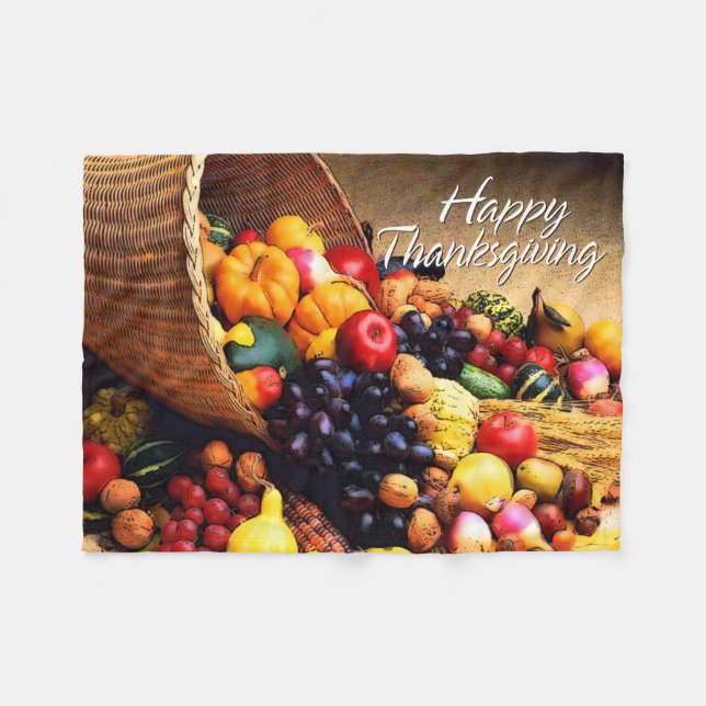 Happy thanksgiving 12 Fleece Blanket (Framsidan (Horisontell))