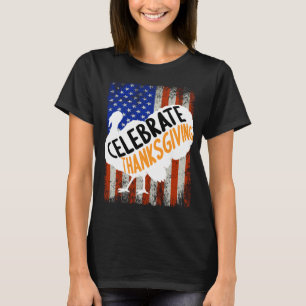 Happy thanksgiving 2021 Thanksgiving USA flagga Vi T Shirt