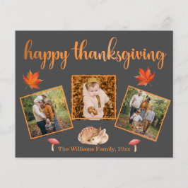 happy thanksgiving 3-fotosamlingskort grått-kort