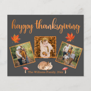 happy thanksgiving 3-fotosamlingskort grått-kort