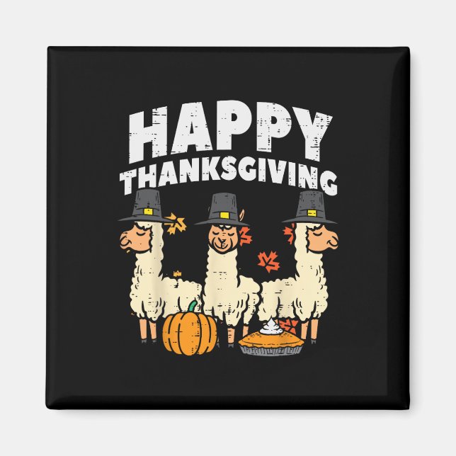 Happy thanksgiving 3 Llama hösten Alaca Manar Magnet (Framsidan)