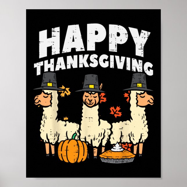 Happy thanksgiving 3 Llama hösten Alaca Manar Poster (Framsidan)