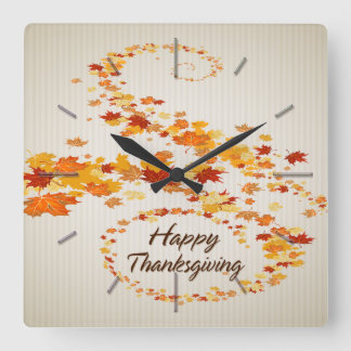 Happy thanksgiving 4-väggskåp och numeriska altern fyrkantig klocka