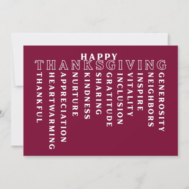 Happy Thanksgiving Acrostic Card Julkort (Framsida)