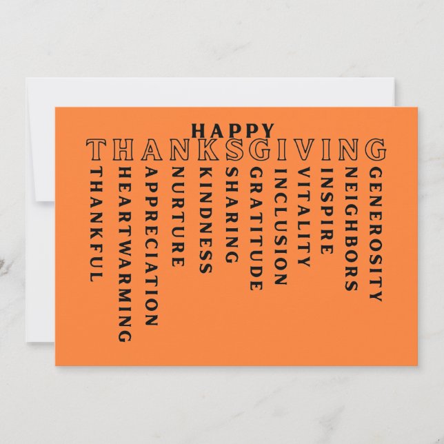 Happy Thanksgiving Acrostic Card Julkort (Framsida)