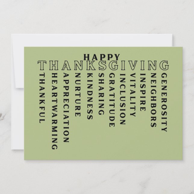 Happy Thanksgiving Acrostic Card Julkort (Framsida)