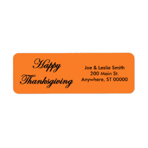 "Happy thanksgiving" adressetiketter Returadress Etikett