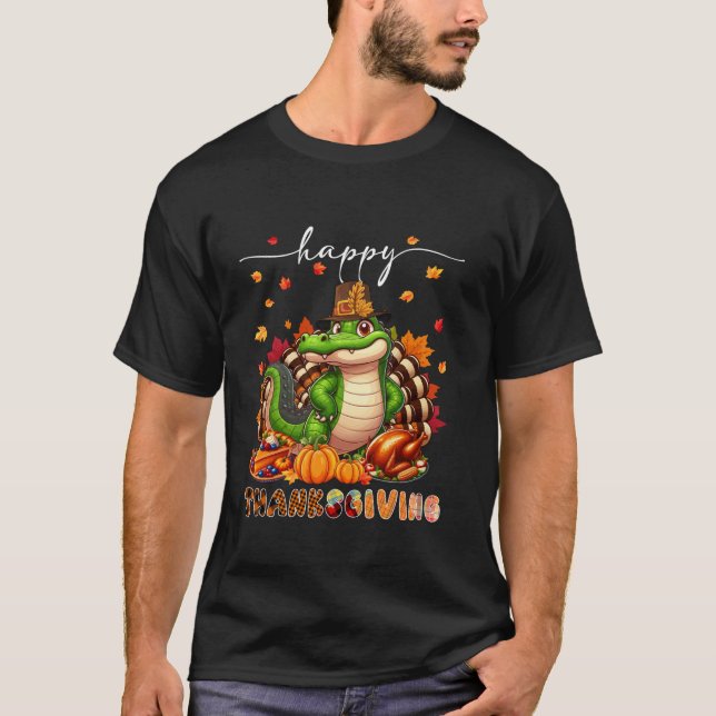 Happy thanksgiving Alligator Costume Turkey Fall L T Shirt (Framsida)