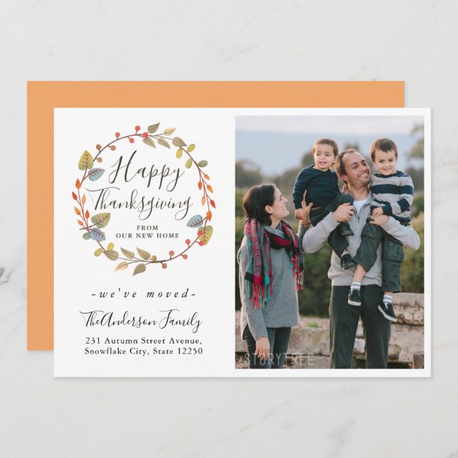 Happy thanksgiving, andningsfoto Helgdag Flytta Meddelande (Fram/baksida)