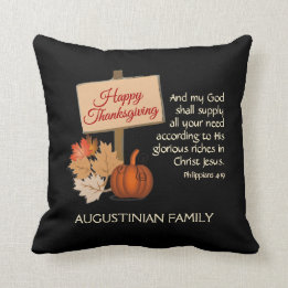 HAPPY THANKSGIVING anpassad Phil 4:19 BLACK Kudde