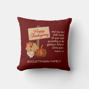 HAPPY THANKSGIVING Anpassad Phil 4:19-skript Kudde