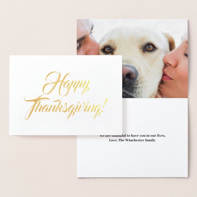 Happy thanksgiving anpassningsbar, foto och skript folierat kort (Display)
