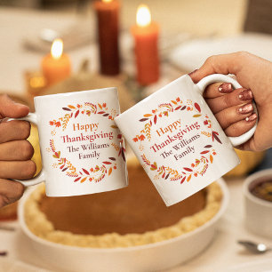 Happy thanksgiving Anpassningsbar Hösthösten Löv u Kaffemugg