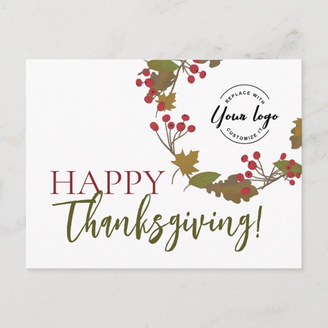 Happy thanksgiving Anpassningsbar logotyp Fall Fol Helg Vykort (Framsida)