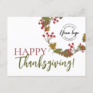 Happy thanksgiving Anpassningsbar logotyp Fall Fol Helg Vykort