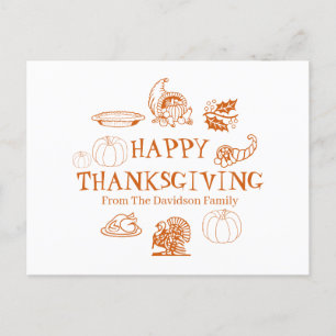 Happy thanksgiving anpassningsbar namn helg vykort