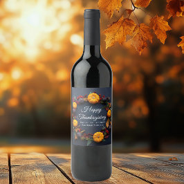Happy thanksgiving Anpassningsbar Pumpkin Wandemod Vinflaska Etikett