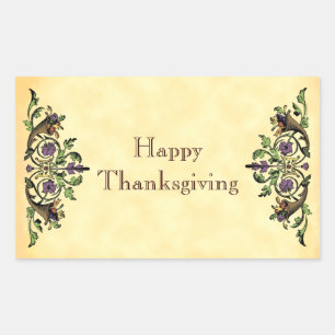 Happy thanksgiving Antique Cornucopias Art Sticker Rektangulärt Klistermärke