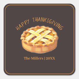 Happy thanksgiving Apple Paj Personlig Fyrkantigt Klistermärke