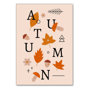 Happy thanksgiving Autumn Alphabet Bordsnummer