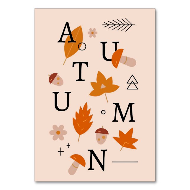 Happy thanksgiving Autumn Alphabet Bordsnummer (Framsidan)