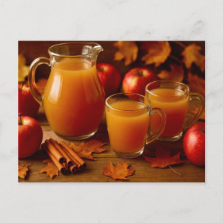 Happy Thanksgiving Autumn Apple Cider Postcard Helg Vykort