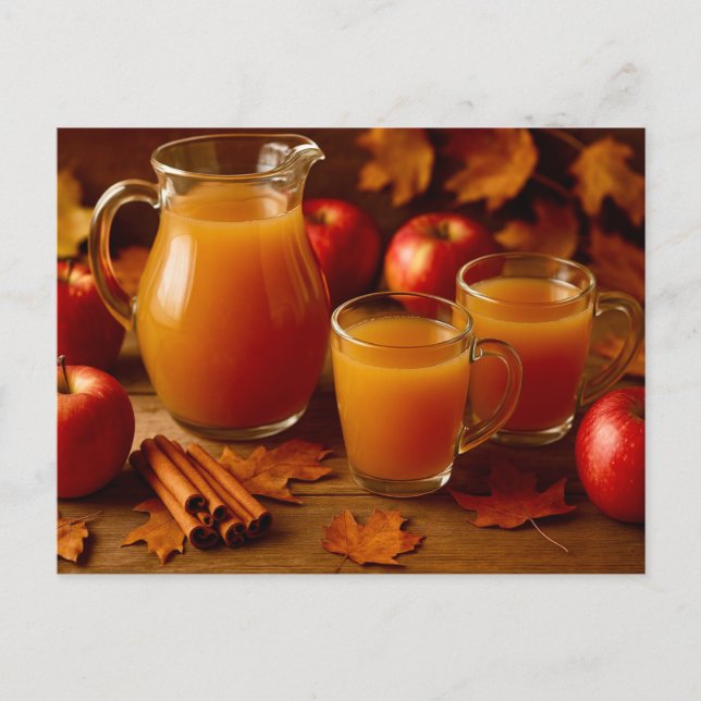 Happy Thanksgiving Autumn Apple Cider Postcard Helg Vykort (Framsida)