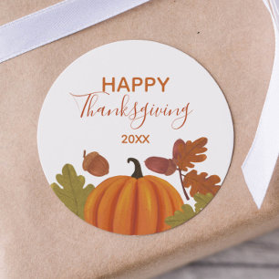 Happy thanksgiving Autumn Färg Runt Klistermärke