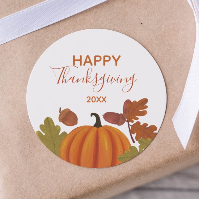 Happy thanksgiving Autumn Färg Runt Klistermärke (Skapare uppladdad)