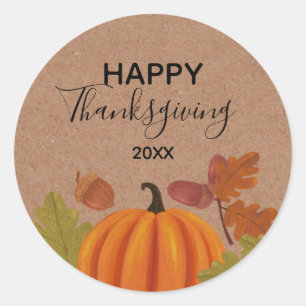 Happy thanksgiving Autumn Färg Runt Klistermärke