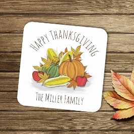 Happy thanksgiving Autumn Harvest Anpassningsbar Underlägg Papper Kvadrat