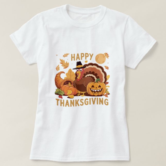 Happy thanksgiving Autumn Harvest T-Shirt (Design framsida)