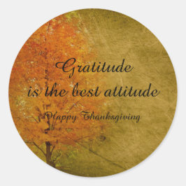 Happy thanksgiving Autumn Träd Golden Gratitude Runt Klistermärke
