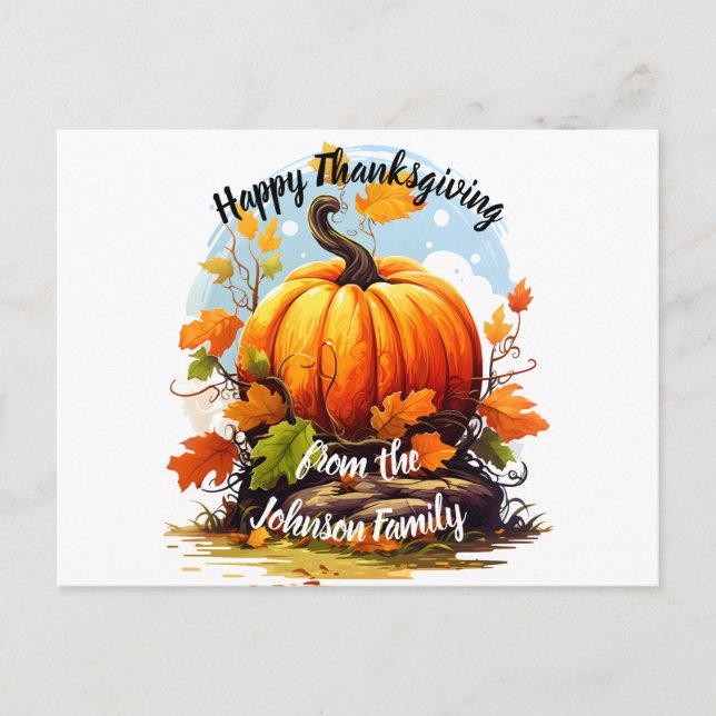 Happy thanksgiving Autumnal färg pumpkin Helg Vykort (Framsida)