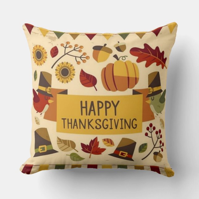 Happy thanksgiving Banner Kudde (Framsida)
