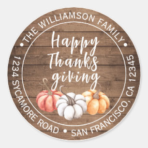 Happy thanksgiving Barn Wood Returadress Runt Klistermärke