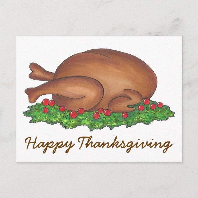 Happy thanksgiving Bastade Turkiet Middag Helgdag Helg Vykort (Framsida)