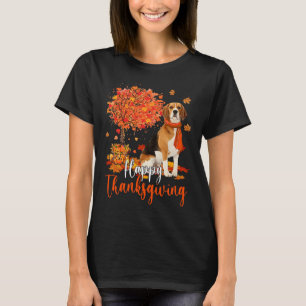 Happy thanksgiving Beagle och Träd Beagle L. T Shirt