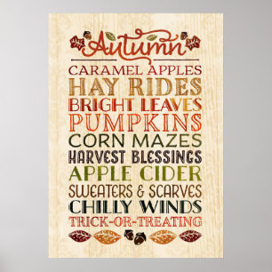 Happy thanksgiving Beskrivande ord höst Poster