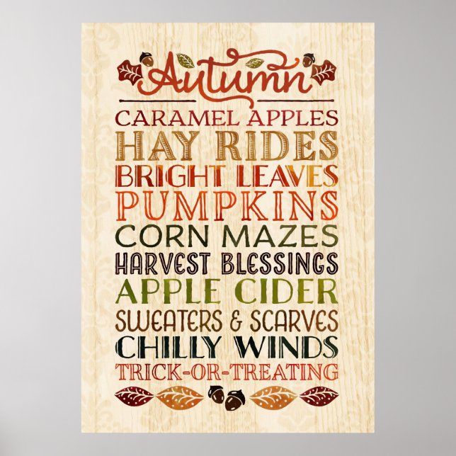 Happy thanksgiving Beskrivande ord höst Poster (Framsidan)