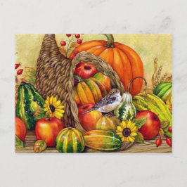 happy thanksgiving blommigt arrangemang frukt helg vykort