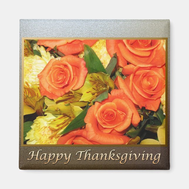 Happy thanksgiving Blommigt Magnet (Framsidan)