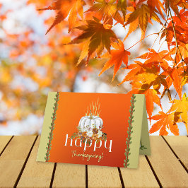 Happy thanksgiving Blommigt Pumpkin Orange Hälsnin Kort