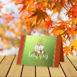 Happy thanksgiving Boho Blommigt Pumpkin Grönt Kort