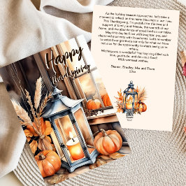 Happy thanksgiving boho pumkin lantern vattenfärg julkort