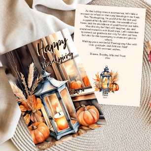 Happy thanksgiving boho pumkin lantern vattenfärg julkort