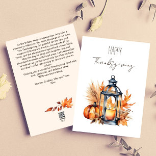 Happy thanksgiving boho pumkin lantern vattenfärg julkort
