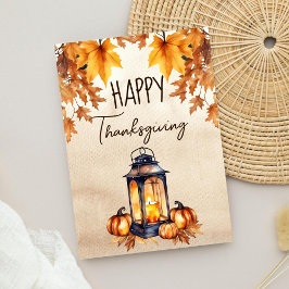 Happy thanksgiving boho rustik lantervattenfärg julkort